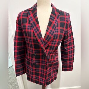 Saint + Sofia plaid organic cotton blazer, women's size 8